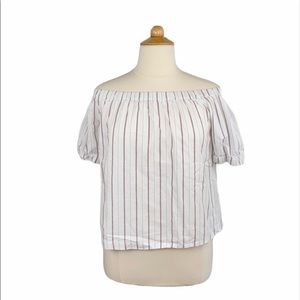 Copper Key White Striped Off Shoulder Top